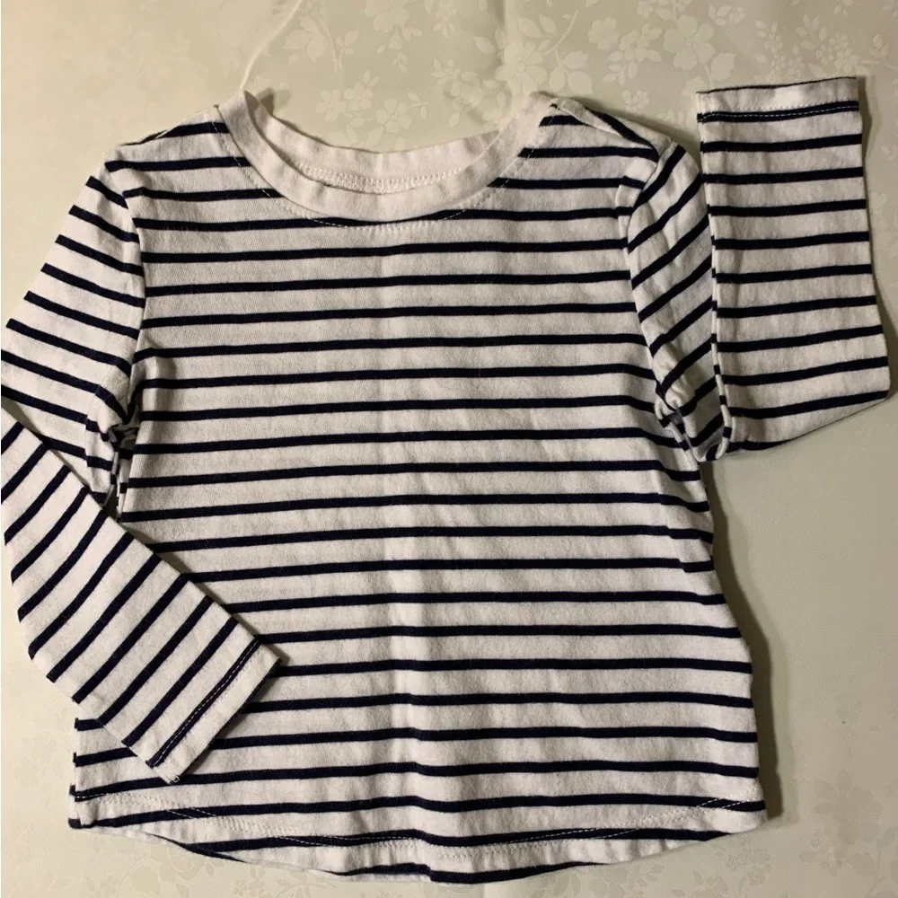 EUC Bundle: Lightweight Pink Floral Smocked Corduroy Dress, Bonus Striped Tee